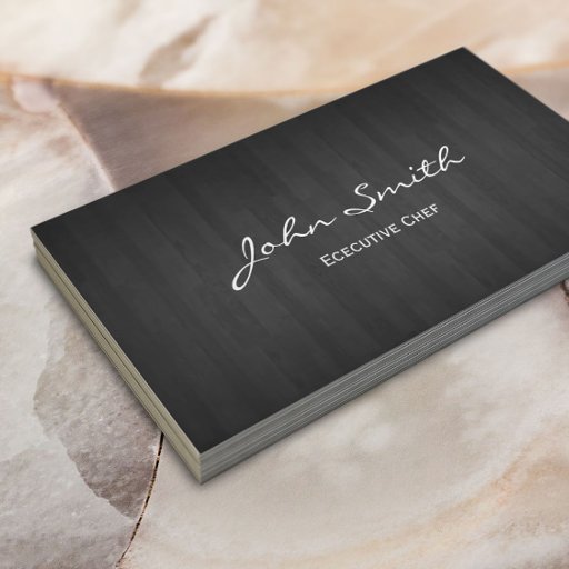 Customizable Classy Dark Wood Chef Business Card