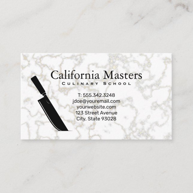 Chef Cleaver | Marble Texture Business Card (Front)