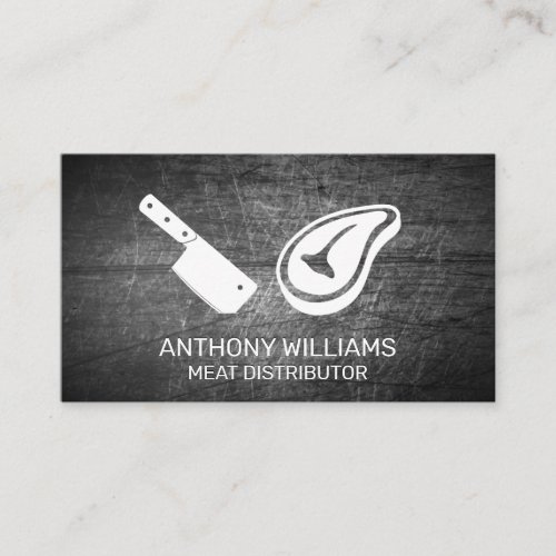 Chef Cleaver Steak icon  Scratched Metal Business Card