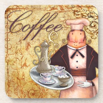 Chef Coffee Beverage Coaster by AuraEditions at Zazzle