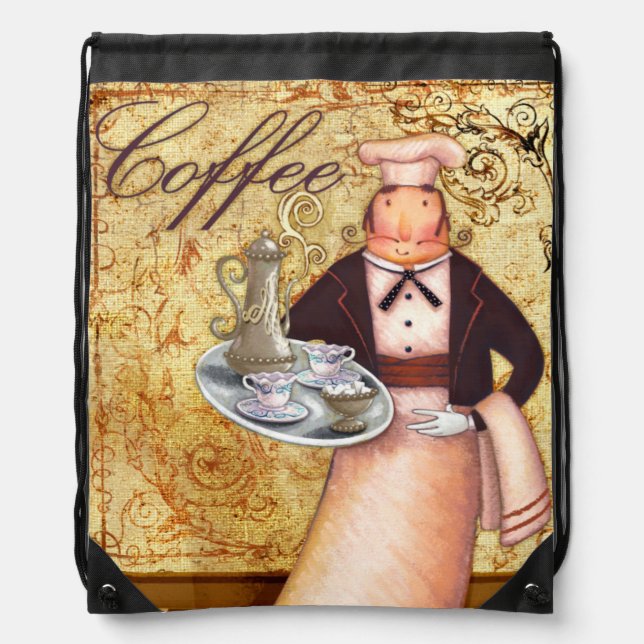 Chef Coffee Drawstring Bag (Front)