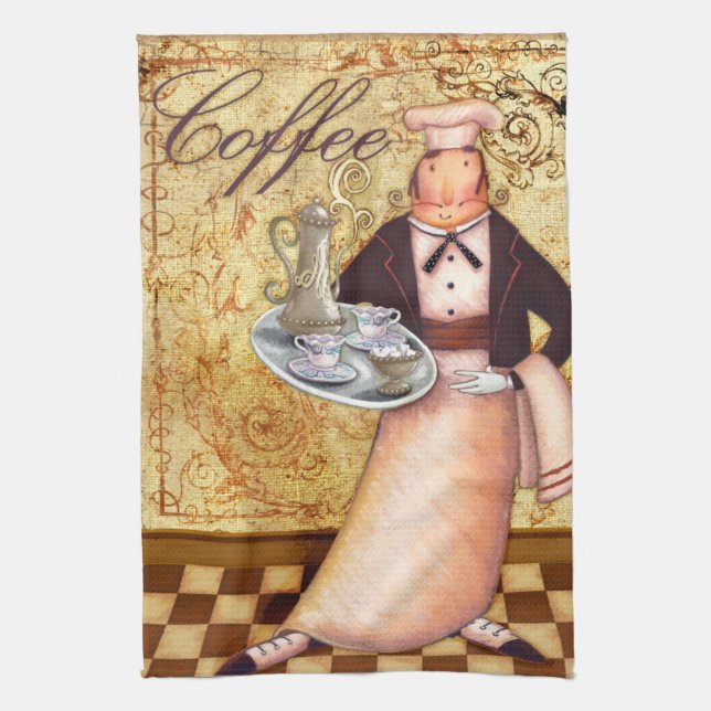 Chef Coffee Kitchen Towel (Vertical)