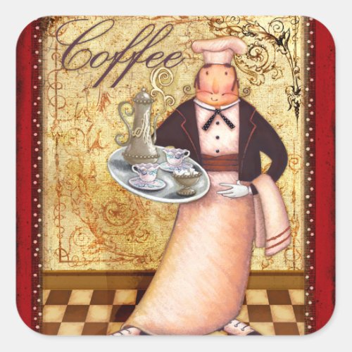 Chef Coffee Square Sticker