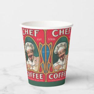 Chef coffee vintage art nouveau elegant red paper cups