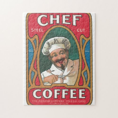 Chef coffee vintage art nouveau kitchen jigsaw puzzle