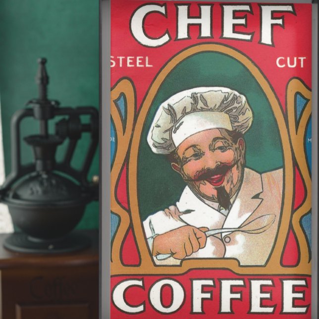 Chef coffee vintage art nouveau kitchen serving tray (Creator Uploaded)