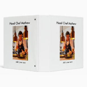 Chef cook add name text men kitchen bakery 3 ring binder