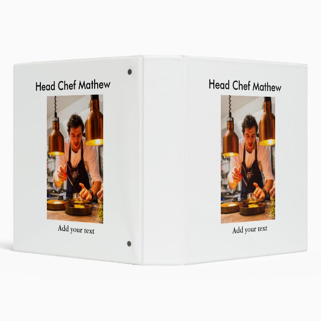 Chef cook add name text men kitchen bakery  3 ring binder (Background)