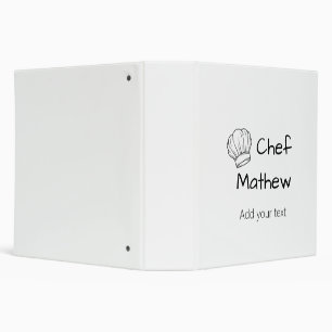 Chef cook add name text men kitchen bakery 3 ring binder