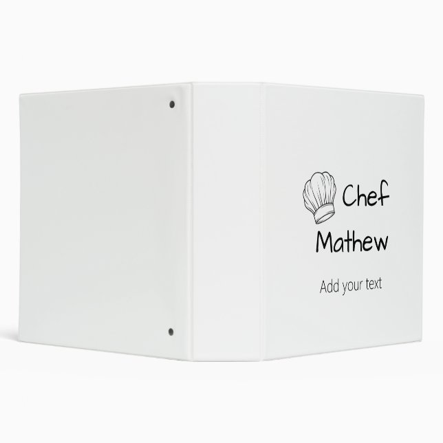 Chef cook add name text men kitchen bakery  3 ring binder (Background)