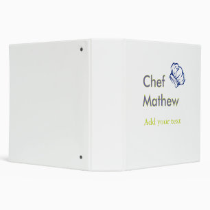 Chef cook add name text men kitchen bakery 3 ring binder