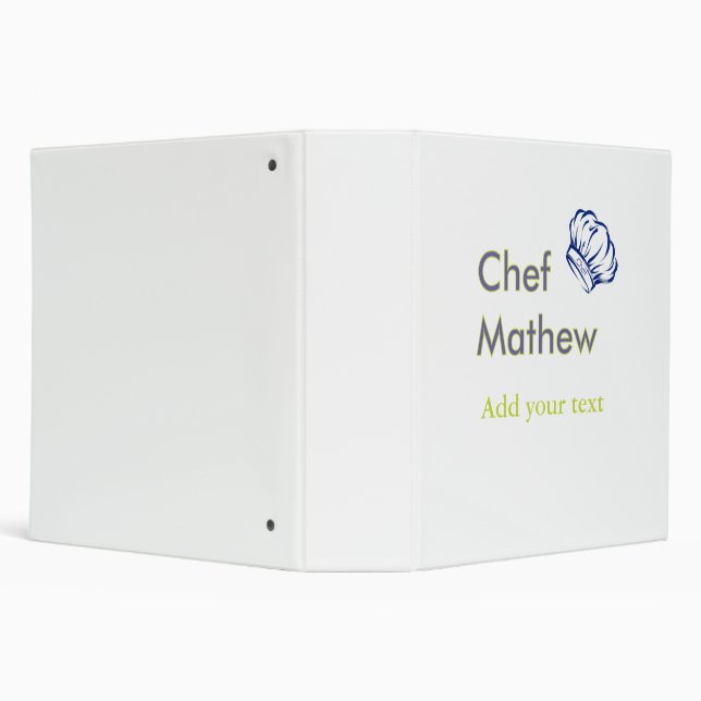 Chef cook add name text men kitchen bakery  3 ring binder (Background)