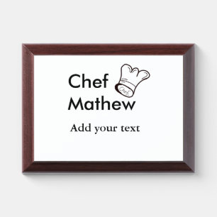 Chef cook add name text men kitchen bakery  award plaque