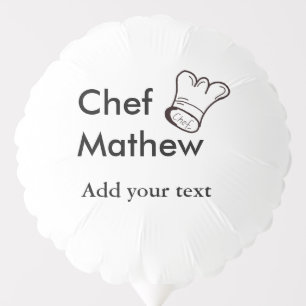 Chef cook add name text men kitchen bakery balloon