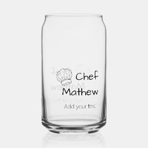 Chef cook add name text men kitchen bakery can glass