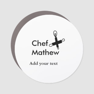 Chef cook add name text men kitchen bakery car magnet