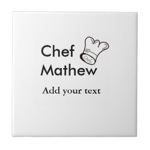 Chef cook add name text men kitchen bakery  ceramic tile