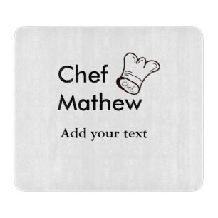 Chef cook add name text men kitchen bakery cutting board