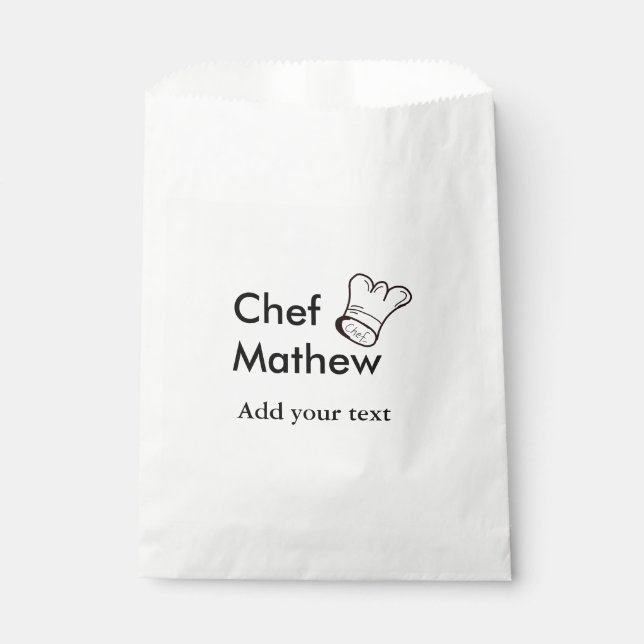 Chef cook add name text men kitchen bakery  favor bag (Front)