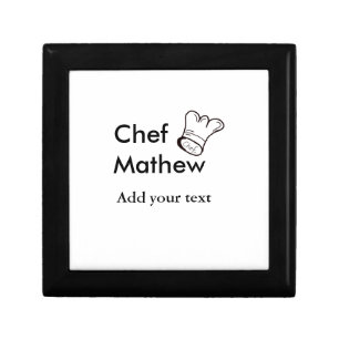 Chef cook add name text men kitchen bakery gift box