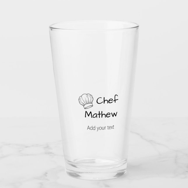 Chef cook add name text men kitchen bakery  glass (Front)