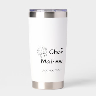 Chef cook add name text men kitchen bakery insulated tumbler