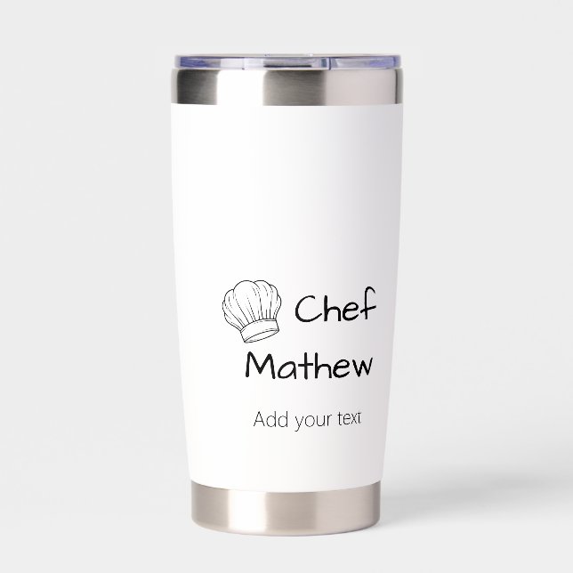 Chef cook add name text men kitchen bakery  insulated tumbler (Front)