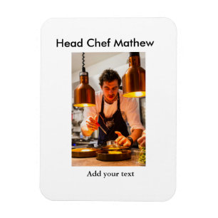 Chef cook add name text men kitchen bakery magnet