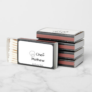 Chef cook add name text men kitchen bakery matchboxes