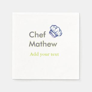 Chef cook add name text men kitchen bakery napkins