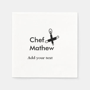 Chef cook add name text men kitchen bakery napkins
