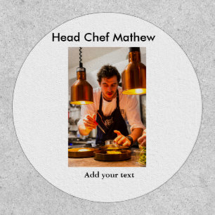 Chef cook add name text men kitchen bakery patch