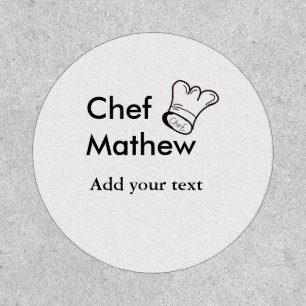 Chef cook add name text men kitchen bakery  patch