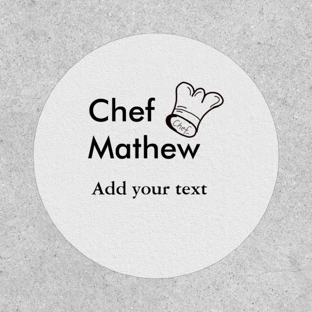 Chef cook add name text men kitchen bakery  patch (Front)