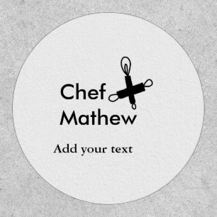 Chef cook add name text men kitchen bakery patch