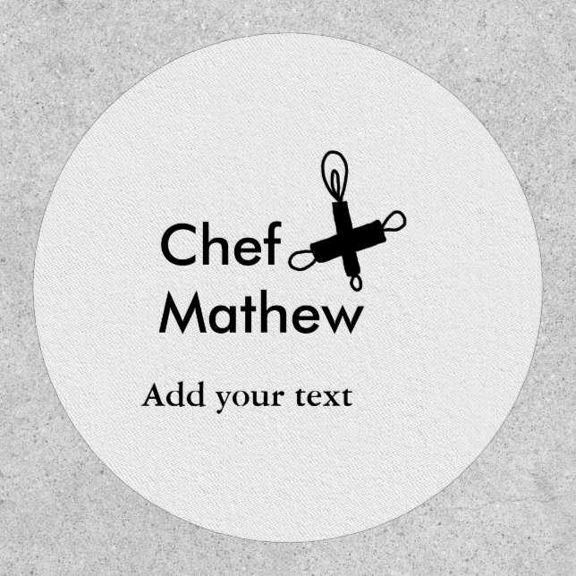 Chef cook add name text men kitchen bakery  patch (Front)