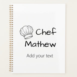 Chef cook add name text men kitchen bakery planner