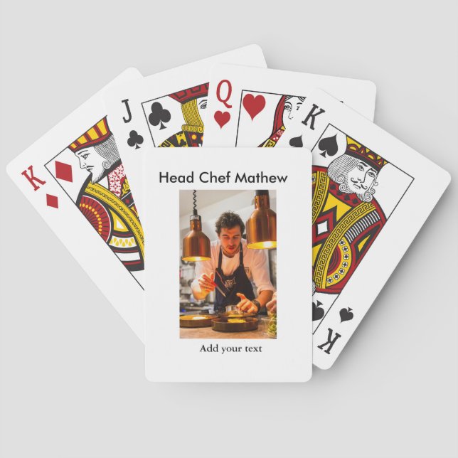 Chef cook add name text men kitchen bakery  poker cards (Back)