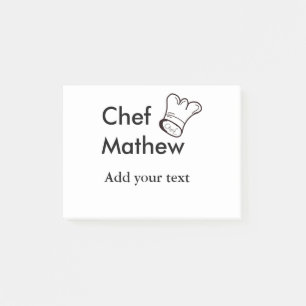 Chef cook add name text men kitchen bakery post-it notes
