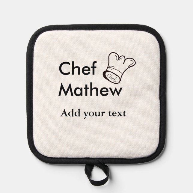 Chef cook add name text men kitchen bakery  pot holder (Front)