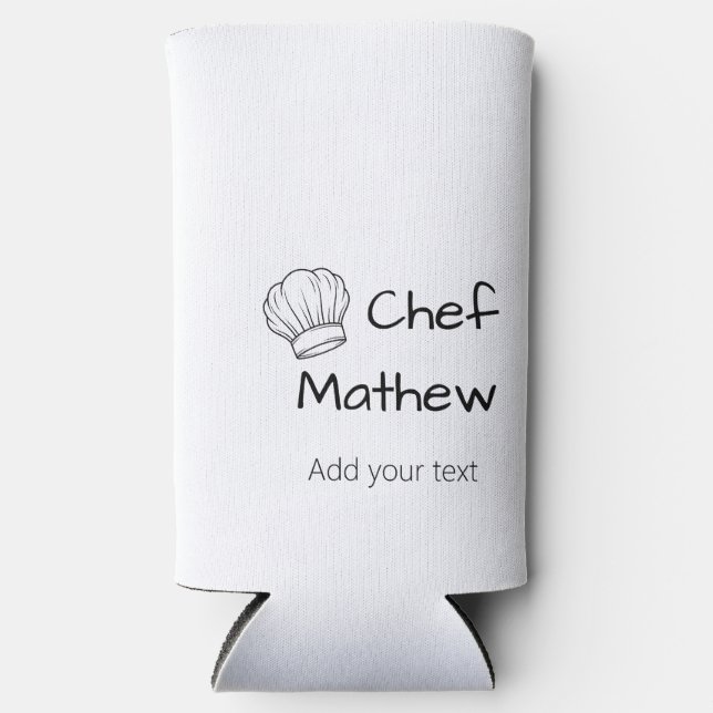 Chef cook add name text men kitchen bakery  seltzer can cooler (Front)