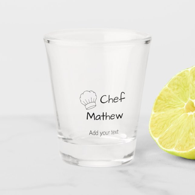Chef cook add name text men kitchen bakery  shot glass (Front)