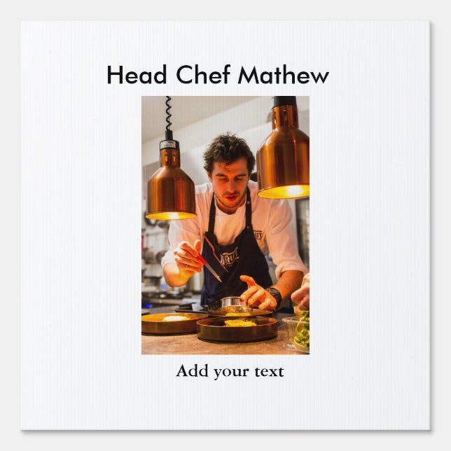 Chef cook add name text men kitchen bakery  sign (Front)