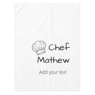 Chef cook add name text men kitchen bakery tablecloth