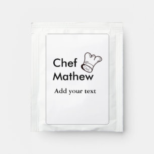 Chef cook add name text men kitchen bakery tea bag drink mix