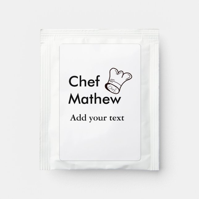 Chef cook add name text men kitchen bakery  tea bag drink mix (Front)