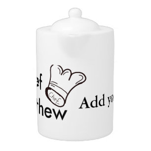 Chef cook add name text men kitchen bakery teapot
