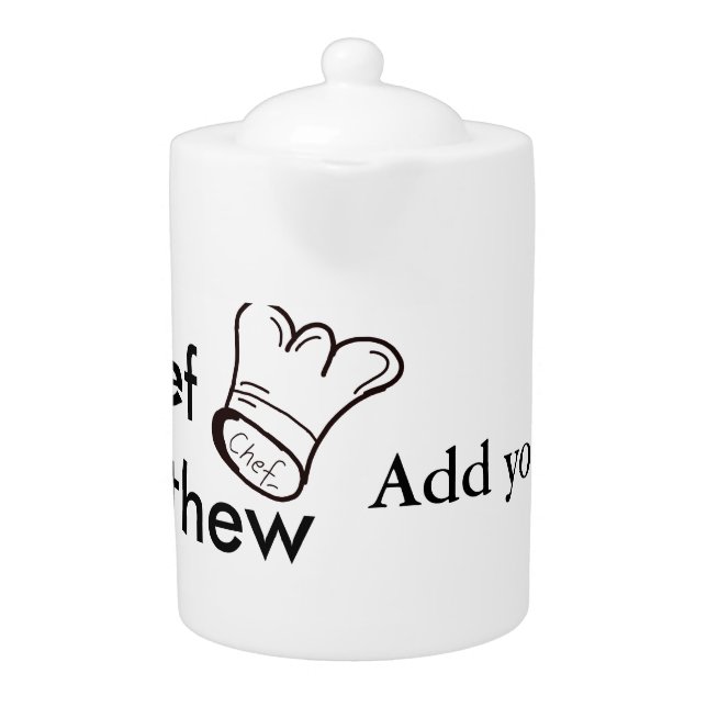 Chef cook add name text men kitchen bakery  teapot (Front)