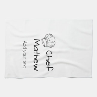 Chef cook add name text men kitchen bakery towel
