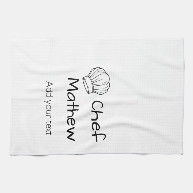 Chef cook add name text men kitchen bakery  towel (Horizontal)